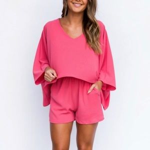 Coral Flounce Romper